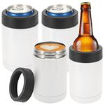 4 Pack Sublimation Can Cooler Blank White Stainless Steel Insulated Standard 12oz Can Cooler Beer Holder for Sublimation Print (4)