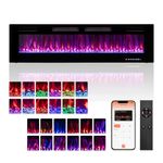 ORALNER 60” Smart WiFi Electric Fireplace, Ultra Thin Linear Recessed & Wall Mounted Fireplace Heater with 12 Adjustable Flame Color, 5-Level Brightness & Speed, Remote Control, 12H Timer (60 INCHES)