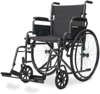 Equipmed 24 Inch Folding Wheelchair, XL Wide Design, 136kg Capacity, Park Brakes, Retractable Armrests, Dark Grey Hammertone