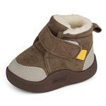 MASOCIO Baby Shoes Boys Girls Winter Snow Boots Infant Toddler Kids Warm Booties Trainers Slippers 9 First Walking Shoes 6-12 Months Size 3 UK Child Brown