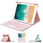 BOBOLEE Keyboard Case for iPad 9.7 inch 6th Gen. 2018-5th Gen. 2017 - Air 2 Gen. 2014, Wireless Detachable BT Backlit 7 Colors Keyboards, Thin Slim Folio Cover Shell with Pen Holder, Auto Sleep Wake