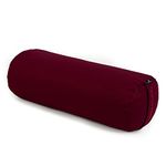 Yoga Studio Yoga Bolster Cushion | EU Organic Buckwheat Hulls Filling | (GOTS Certified) | Removable Washable Organic Cotton Outer Cover | Great for Yoga, Meditation (Raspberry)