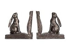 Creative Co-Op Decorative Rustic Resin Rabbit on Book Bookends, Bronze, Set of 2