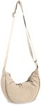 Nylon Crescent Crossbody Bag for Women Purses Trendy Men,Large Travel Sling Bag Hobo,Lightweight Shoulder Bag with Zipper Adjustable Strap,Round Soft Shoulder Pouch Bag for Everyday Use(Large Beige)