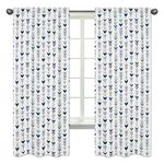 Sweet Jojo Designs 2-Piece Grey, Navy and Mint Woodland Arrow Boy Girl Bedroom Decor Window Treatment Panels