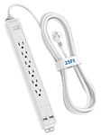 Surge Protector Power Bar Long Cord, NTONPOWER Flat Plug Power Strip with USB, 25 ft Extension Cord, 6 Outlet 2 USB Desktop Charging Station, 1080 Joules, Wall Mountable for Home and Office, White