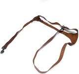 PerGar Genuine Leather Camera Shoulder or Neck Strap - Brown Compact Universal Adjustable Shoulder Harness for DSLR Cameras DV (Brown-right shoulder)