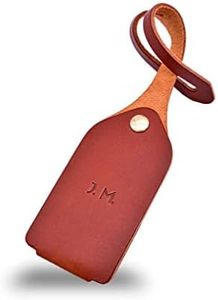 Personalized leather luggage tag, exquisite gift monogram handmade in France