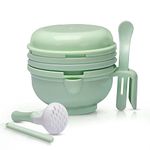 LuvLap 9 in 1 Baby Food Masher Mill, Food Grinder Cum Processor, with Multifunction Textured Mashing & Filtering Plates, with Serving Bowl (Light Green)