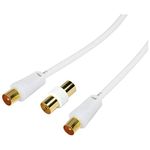 Jafsal Online TV Aerial Coaxial Male to Male Cable- Satellite Cable RF TV Antenna Lead With Female Coupler Gold Plated Connector Compatible With – TV VCR DVD – 1m White