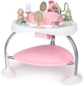 Ingenuity Spring & Sprout 2-in-1 Baby Activity Center Jumper and Table with Infant Toys - Ages 6 Months +, First Forest in Pink