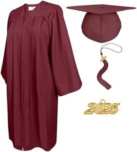 GradPlaza Matte Graduation Cap and Gown 2025 Tassel Year Set for Middle High College School Adult Maroon Size 48FF Robe