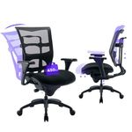 Big and Tall Office Chair 450lbs with Wide Seat, Heavy Duty Ergonomic Mesh Chair, Large Computer Executive Desk Wide Office Chair with Height Adjustable Backrest, Arms Sliding Seat -Black