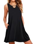 WEACZZY Women's Summer Casual Loose Dress Beach Cover Up Long Maxi Dresses with Pocket Black,Small