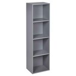 URBNLIVING Tier Wooden Bookcase Shelving Display Storage Shelf Unit Wood Shelves (Grey, 4 Shelf)