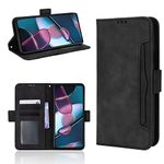 Futanwei Multi-Card Slot Wallet Case for Motorola Edge+ (2022)/Verizon Motorola Edge+ 5G UW 6.7", [Flip Folio] [5 Card Slots] [Magnetic Closure] Premium PU Leather Wallet Case with Card Holder, Black