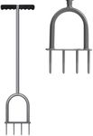 Walensee Lawn Spike Aerator, T-Handle, Manual Dethatching and Soil Aerating Tool with Four Iron Spikes, 35.5 Inches, Grey
