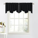 NICETOWN Kitchen Window Valance Curtains - W52 x L18 Scalloped Valance Blackout Curtain Drapes for Dining Room/Living Room/Bathroom/Cafe Window (Black, Set of 2)