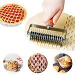 Dough Lattice Roller Cutter Baking Tool, Stainless Steel Lattice Cutter Cookie Pie Pizza Bread Pastry Crust Roller Cutter with Wood Handle, Household Time-Saver Baking Pastry Tools for Pizza Biscuits