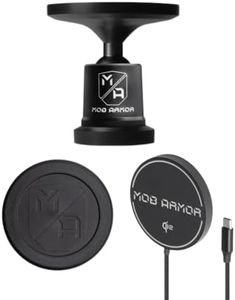 Mob Armor Flex Charge 2 + MobNetic Maxx MS Bundle – 15W Qi2 Magnetic Wireless Charger, MagSafe Compatible Aluminum Car Phone Mount & Slim Flex Plate for iPhone & Android in Trucks, Gyms & Workspaces