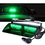 Xprite Windshield Dash Strobe Lights - Emergency Volunteer Firefighter Green Light,Window Front Rear Flashing Warning Traffic Caution Light for Vehicles Trucks Snowplow POV Law Enforcement