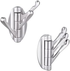 Angle Simple Foldable Swivel Towel Hook 2 PCS, Metal Flexible Coat Hook, Bath Towel Holder, Heavy Duty Robe Clothes Hanger for Bathroom RV Wall Mount, Brushed Nickel