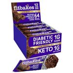 Fit bakes 64 Calories Belgian Chocolate Mini Bars (12x19g) Diabetic Chocolate Keto Snack, 1 Net Carb Low Sugar Crunch Cake, Diabetic Sweets Biscuits, Low Calorie Snack, No Added Sugar, Fitbakes