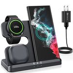 seacosmo for Samsung Wireless Charging Station, 3 in 1 Wireless Charging Stand for Galaxy Watch 5 Pro/5/4/3/Active 2/1, Samsung Buds/2/Pro/Live, Galaxy S23/Google 7/iPhone 15/14 All Qi-Enabled Phones