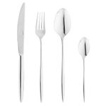 Galateo Sedici Premium Flatware Set - 18/10 Stainless Steel - Elongated Ultra-Slender Design - High-Polished Mirror Finish - Set of 16 - Dishwasher Safe