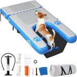 POHARE Dog Boat Ramp - Inflatable Dog Pool Ramp for Boat (48" x 35.5"), Non-Slip Water Ladder for Dock, Easy Access for Pets Up to 250 lbs, Suitable for Pool, Dock & Lake, Blue (Boost Step)