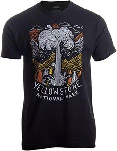 Ann Arbor T-shirt Co. Men's Yellowstone National Park Geographic Poster Print Travel Art Men T-Shirt XX-Large Black