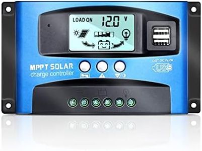 XTVTX 30A Contrôleur de charge solaire MPPT, 12 V/24 V,avec surveillance automatique de la mise au point Régulateur de panneau solaire avec écran LCD, Double port USB 2,5 A