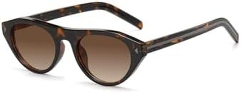 kimorn Retro Cat Eyes Sunglasses for Women Small face Oval Sunglasses Vintage 90s Narrow Frame Glasses with UV400 Protection (Tortoise/Gradient Brown)