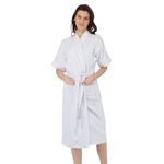 Rangoli Noble Cotton Microfibre Premium Bathrobes For Women | 400 Gsm Ultra-Soft & Lightweight After Bath Spa Bathrobe | Highly Absorbent Luxurious Large Size Bath Gown Robe - White