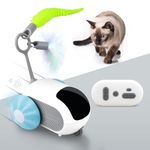 TOHDNC Interactive Cat Toy with Remote Control, 2 Speed Automatic Moving Car Cat Toys Self Play Smart Mouse Toy with Turbo Tail for Bored Indoor Adult Cats Kittens