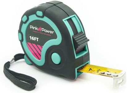 Pink Power Blue Tape Measure - Small Measuring Tape Measure for Tool Kit with Retractable Blade and Lock Button - Small Tape Measure - Heavy Duty Lightweight Easy to Read Measurement Tape