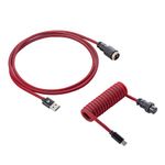 Vajra Force Mini Coiled USB C Cable for Computer Keyboard, SR Double-Sleeved Mechanical Keyboard Cable with Detachable Metal Aviator, 1.5M USB-C to USB-A, Red Color