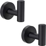 QNIIAED 2 Pcs Bathroom Towel Hook,Screw in Metal Coat Hook Matte Black Robe Hook SUS 304 Stainless Steel Heavy Duty Door Hanger Towel Robe Clothes Closet Sponges Hook for Bathroom Hotel (black)