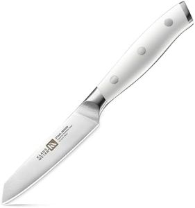 Klaus Meyer Stahl 3.5 inch Paring Knife High Carbon Exclusive German Steel Fruit Knife, Small Kitchen Knife with Ergonomic Handle (White)