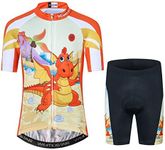 Children Cycling Jersey Set Clothing Boys Girls Shorts Pad Suits, Dragon, Medium