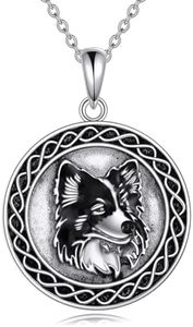 YAFEINI Collana per cani in argento Sterling con ciondolo a forma di cane, collana di border collie, collana con animali, regalo per donne e ragazze, Argento sterling