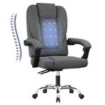 naspaluro Executive Ergonomic Office Desk Chair with Springs/Armrests, Comfy Big Tall Fabric Computer Work Chair, Heavy Duty Cross Legged Study Chairs, High Back Home Office Dark Gray Swivel Chair