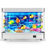 DoubleCare Fake Fish Tank,Virtual Ocean Moving Fish lamp,Fake Aquarium Decor,Realistic Artificial Aquarium Decorations for Bedroom & Office - Silver