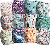 Littles and Bloomz Baby Reusable Pocket Nappy Cloth Diaper, Standard Popper, 12 Nappies, FLP2-1202