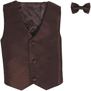 Vest and Clip On Boy Bowtie set - BROWN - 6/7