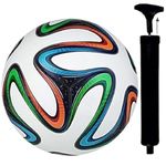 KMT Hand Stitched World Cup Qatar 2023 New Addition Football with Air Pump Size & Wet Ground, & Artifical Turf, International Match Ball, Size - 5 Pump & Pin (White-Multi)