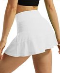 QUEENIEKE Athletic Skorts Lightweight Tennis Skirts with Shorts Pockets Running Golf Skorts for Women Size M Color White