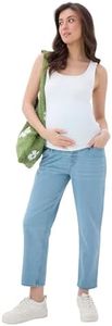 Maternity Denim Jeans for Women | Over The Bump Stretchable Belly Panel | Comfortable Pregnancy Wear | Regular Fit Casual Jeans (X-Large : Light Blue)