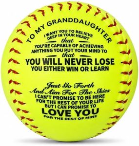 Moactiv Granddaughter Softball Gift – Inspirational Handmade PU Softball with Printed Motivational Message, Standard Size for Birthday, Graduation, Christmas, and Sports Gift for Girls