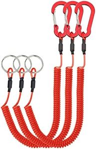 Lix&Rix Coiled Stretch Tether Lanyard with Clip for Fishing Keys Card Keeper and Tools,Red 3pcs